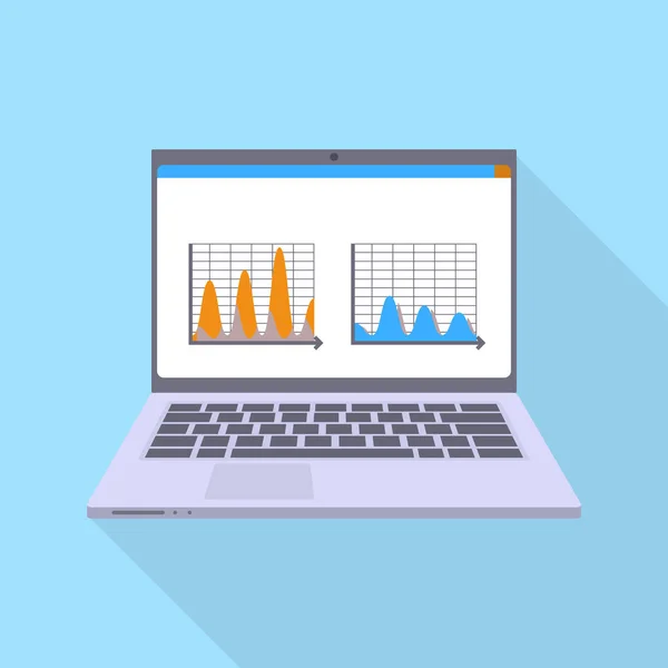 Financiën laptop pictogram, vlakke stijl — Stockvector