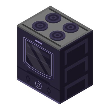 Gaz fırın simgesi, izometrik stili