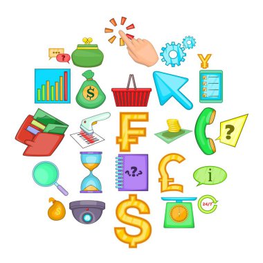 Para simgeleri ayarla, tarzı çizgi film