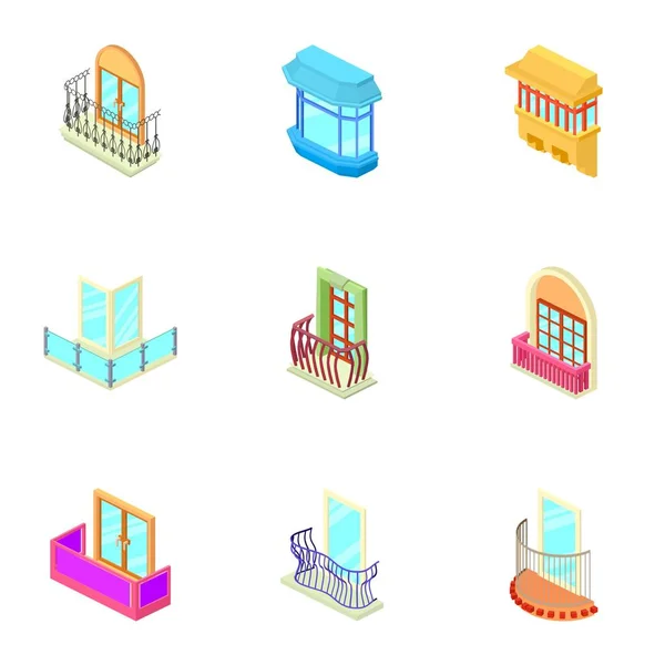 Window hole icons set, isometric style — Stock Vector