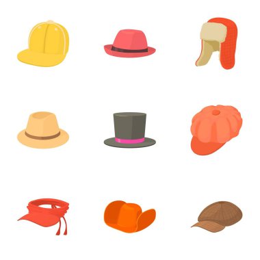 Baş Icons set, karikatür tarzı yerleşimi