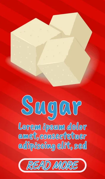 砂糖コンセプト バナー、漫画アイソメ図スタイル — ストックベクタ