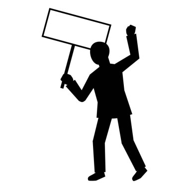 Adam protesto el afiş simgesi, basit tarzı