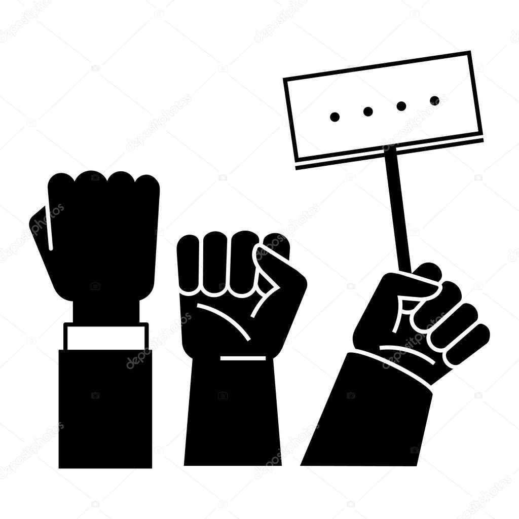 Fist up demonstration icon, simple style