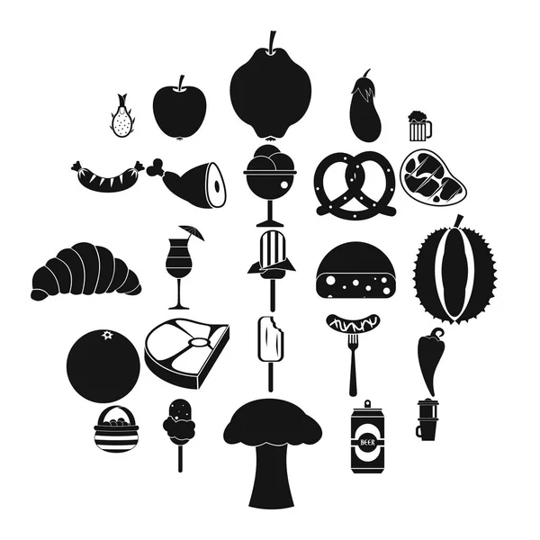 Продовольственная корзина иконки, простой стиль — стоковый вектор