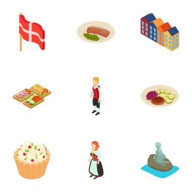 Icons set, izometrik stil çıkartma