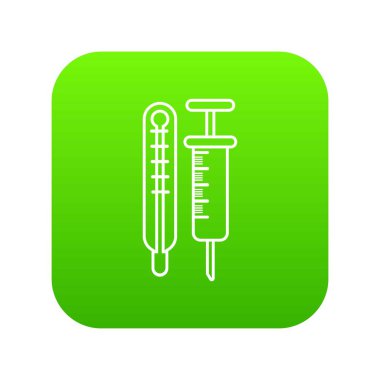Termometre şırınga yeşil simge vektör
