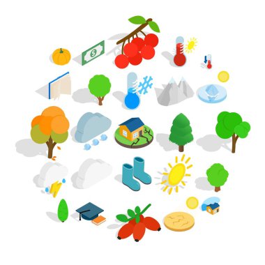 Ağaç Icons set, izometrik stili