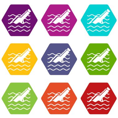 Mesaj şişe simgeler kümesi 9 vektör