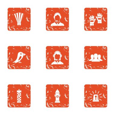 Uyarı Icons set, grunge tarzı