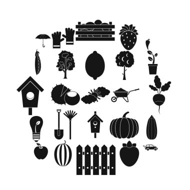 Toplama sebze Icons set, basit tarzı