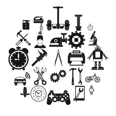 Facilitie Icons set, basit tarzı