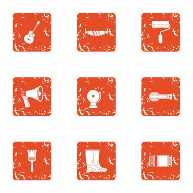 İnşaat malzeme simgeler kümesi, grunge tarzı işleme