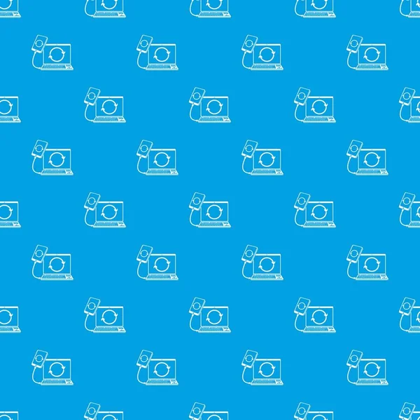 Modèle de connexion smartphone vecteur sans couture bleu — Image vectorielle
