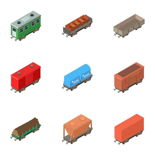 Boxcar Icons Set, isometrischer Stil — Stockvektor