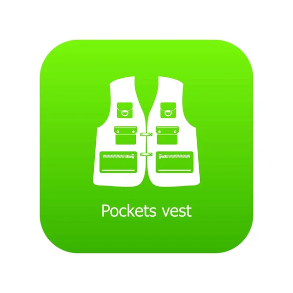 Pockets vest icon green vector — Stock Vector