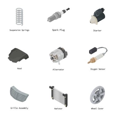 Araya motoru Icons set, izometrik tarzı