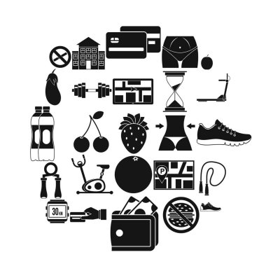 Cinsel vücut Icons set, basit tarzı