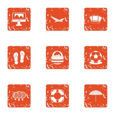 Turist çıkış simgeler kümesi, grunge tarzı