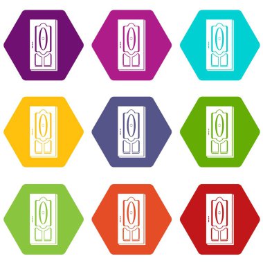 9 vektör ahşap kapı Icons set