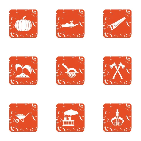 Conjunto de iconos portadores de madera, estilo grunge — Vector de stock