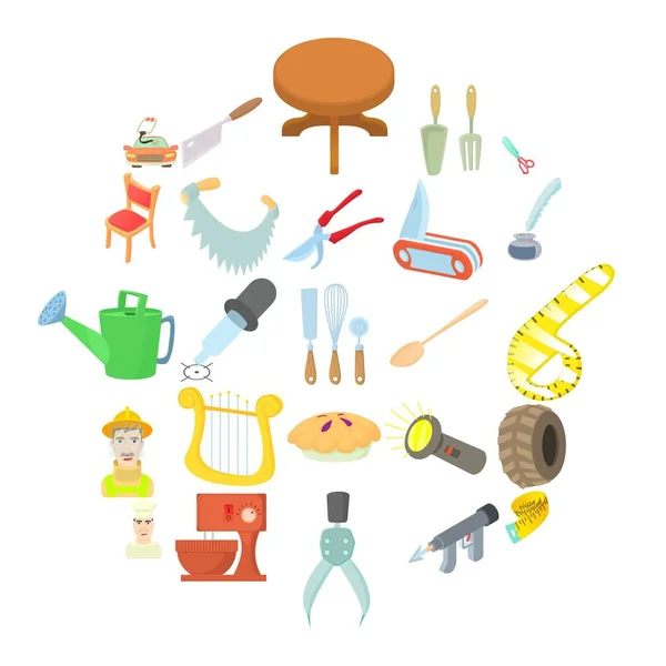 Foreman iconen set, cartoon stijl — Stockvector