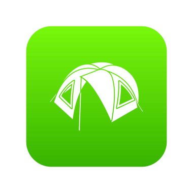 Turist çadır yeşil simge vektör
