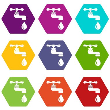 9 vektör su dokunun Icons set