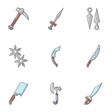 Çelik üretim silah Icons set, karikatür tarzı