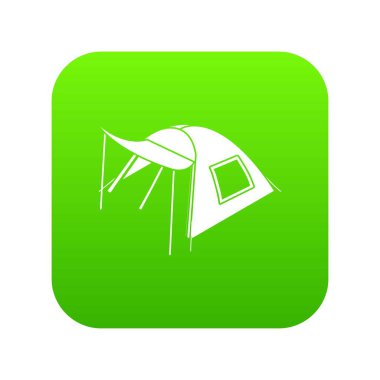 Bir kişi çadır yeşil simge vektör