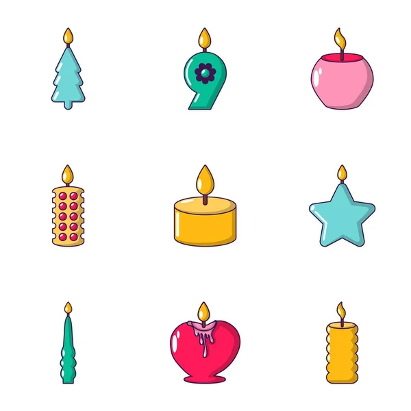 Набір іконок зі свічкою аромату, стиль мультфільму — стоковий вектор