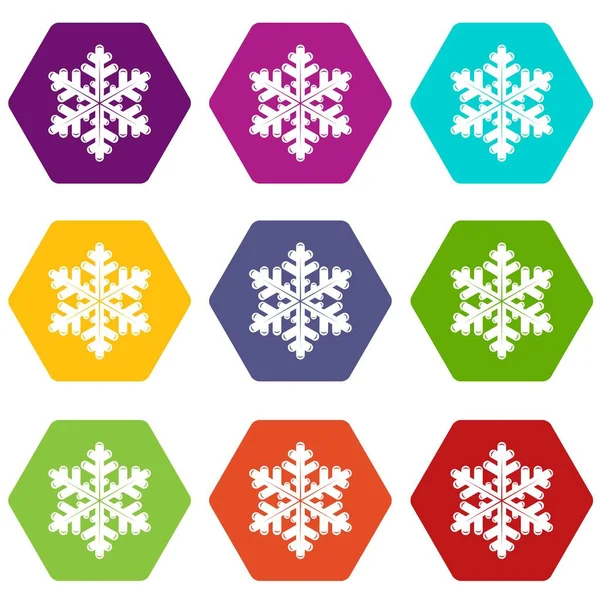 Conjunto de ícones floco de neve 9 vetor — Vetor de Stock