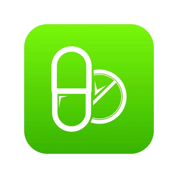 Pill tablet icon green vector — Stock Vector