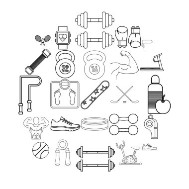 Yarış pisti Icons set, anahat stili