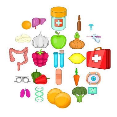 Terapist Icons set, karikatür tarzı