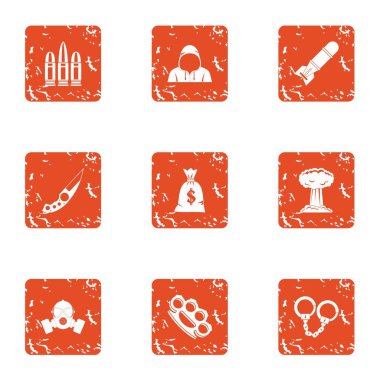 Tutuklama Icons set, grunge tarzı