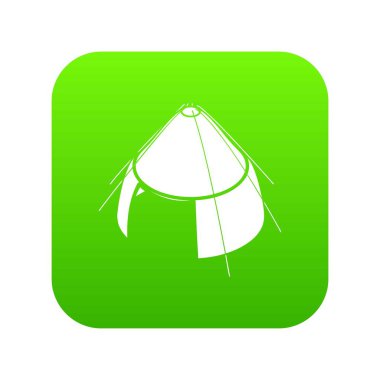 Konik çadır yeşil simge vektör