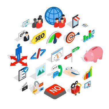 İpucu Icons set, izometrik stili