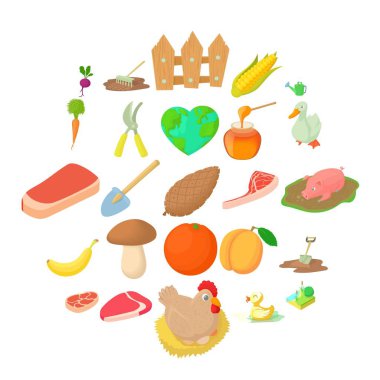 Sylviculture Icons set, karikatür tarzı