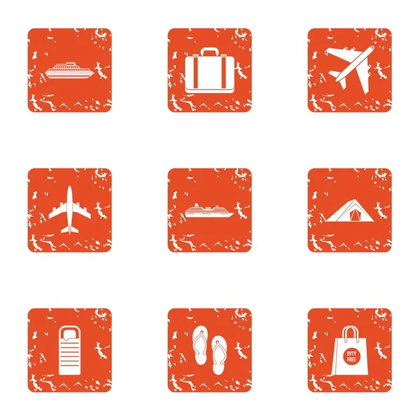 Set de iconos de equipaje, estilo grunge — Vector de stock