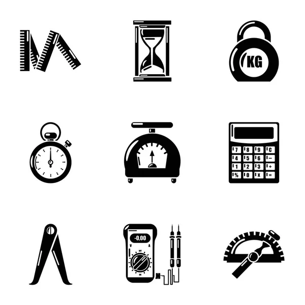 Ensemble d'icônes d'appareil de mesure, style simple — Image vectorielle