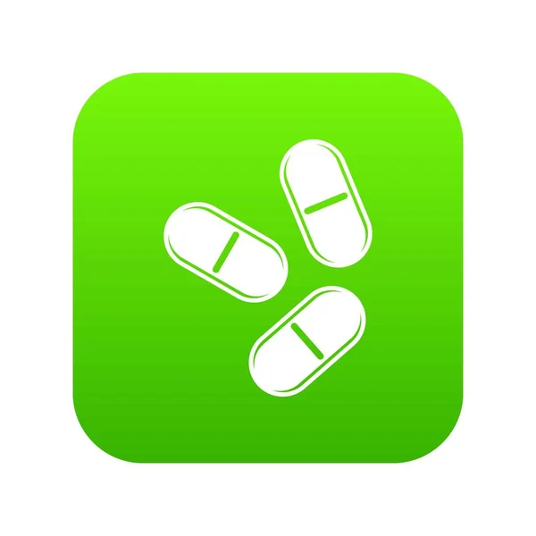 Three pills icon digital green — Stock Vector