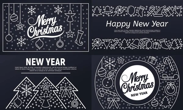 Conjunto de banner de Natal, estilo esboço —  Vetores de Stock