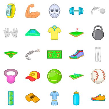 En iyi atlet Icons set, karikatür tarzı