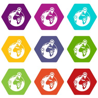 Dünya ağ simgesinin rengi altı yüzlü ayarla