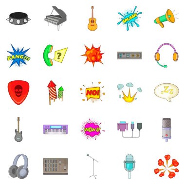 Müzikal kompozisyon Icons set, karikatür tarzı