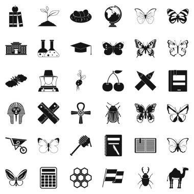 Böcek kanat Icons set, basit tarzı