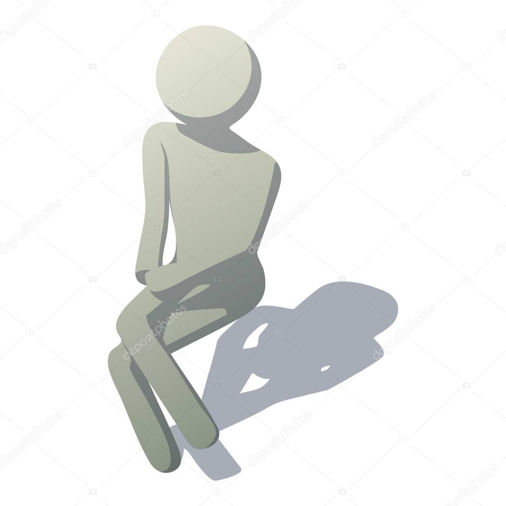 Stick man awaiting icon. Isometric illustration of stick man awaiting vector icon for web