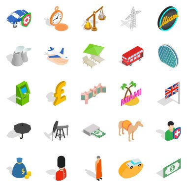 Otomatik Icons set, izometrik stili