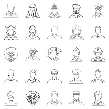 Kişileştirme Icons set, anahat stili